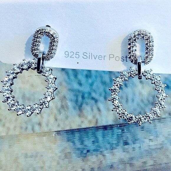 STERLING SILVER DIAMOND EARRINGS  - Picture 5 of 6